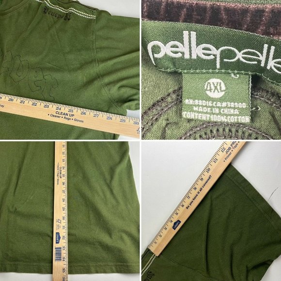 Pelle Pelle Mens Shirt Live Forever Leather Ankh Design  4XL Shirt Studded Green - Picture 9 of 10
